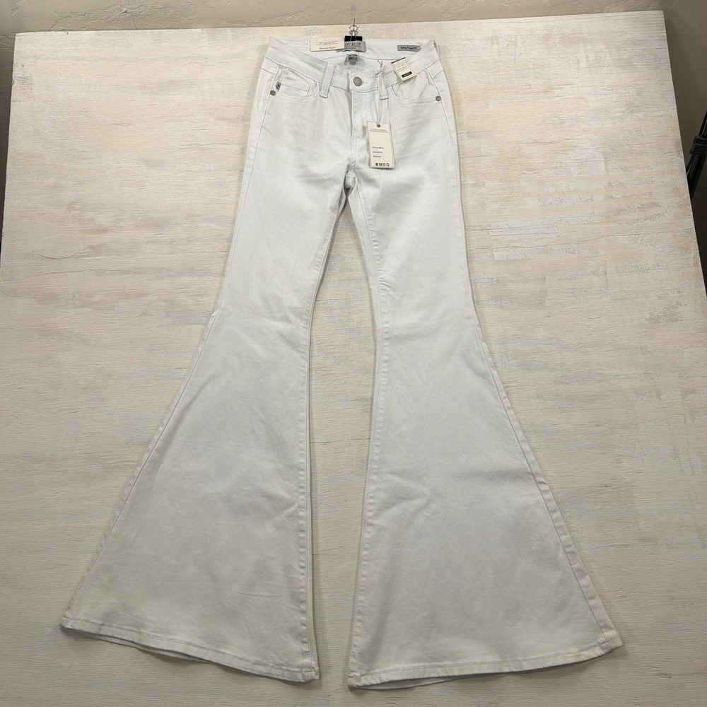 Judy Blue Jeans Super Flare Fit 0/24 Mid Rise Wide Leg White Womens NWT